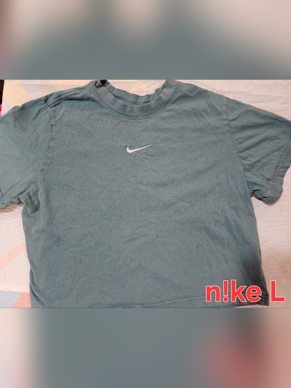 Nike Men's Dusty Teal Short Sleeve Crew T-Shirt with White Swoosh